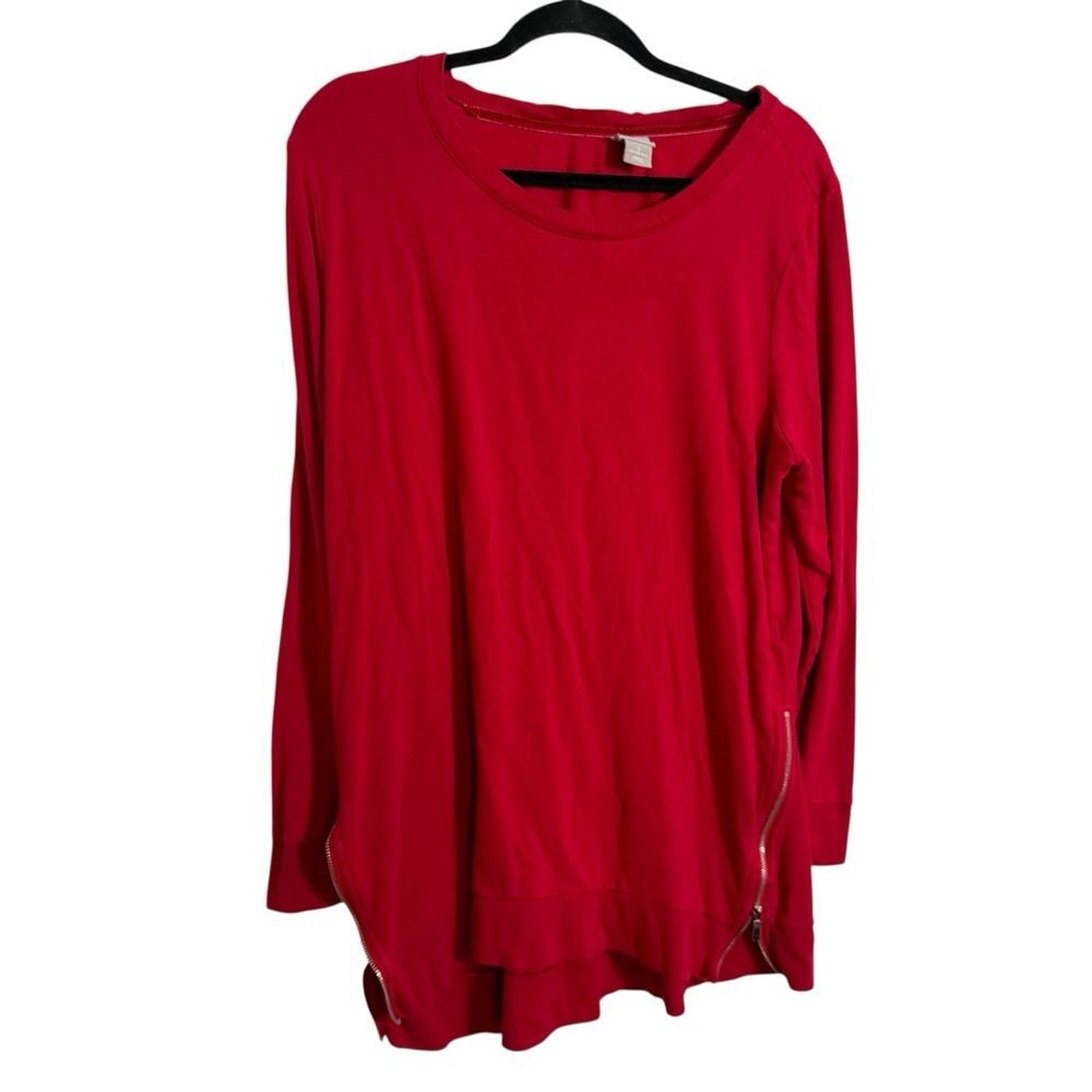 Chico's Vibrant Red Sweatshirt with Zipper Accents 16/18